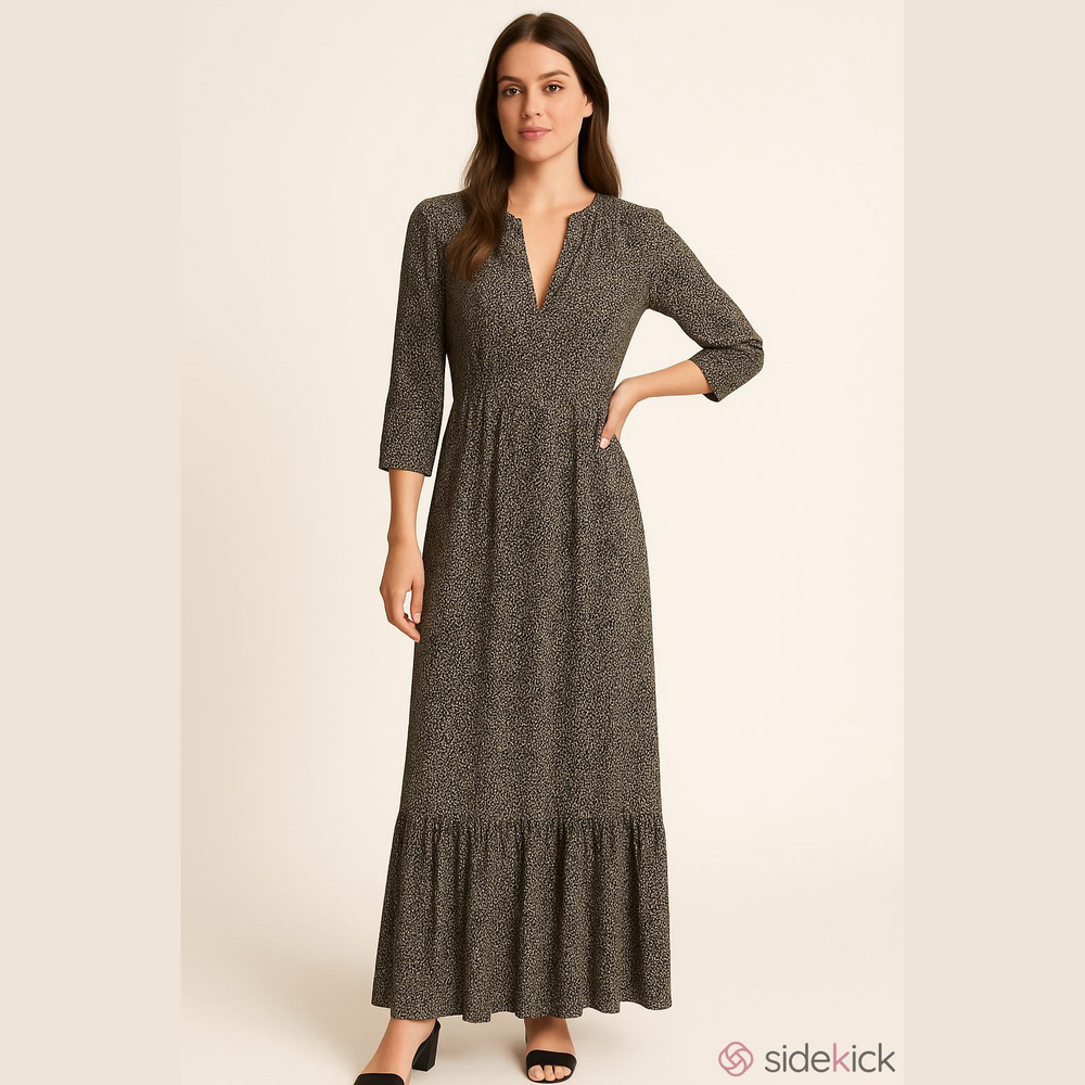 Saltwater Luxe long sleeve black green maxi dress size XS